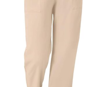 Linen Casual Pants for Women High Waist Elastic Summer Beach Vacation Outfits with Pockets