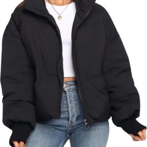 Women’s Winter Cropped Puffer Jacket Coat Short Warm Quilted Jacket