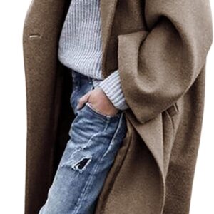 Women Wool Blend Coat Oversized Double Breasted Long Trench Overcoat Winter