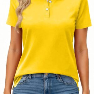 Women Polo Shirts Short Sleeve 3 Button Collared Casual Work Golf Top