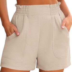 Shorts for Women Summer Casual Elastic High Waisted Wide Leg Cute Dressy Vacation Beach Clothes