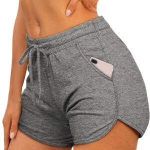Women Athletic Shorts Running Dolphin Shorts with Pockets and Drawstring