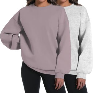 2 Pack Women Oversized Sweatshirts Hoodies Long Sleeve Tops Fall Winter Clothes Crewneck Cozy Outfits Pullover