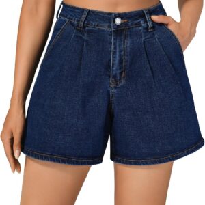 Women’s Wide Leg Denim High Waisted Stretchy Loose Jean Shorts